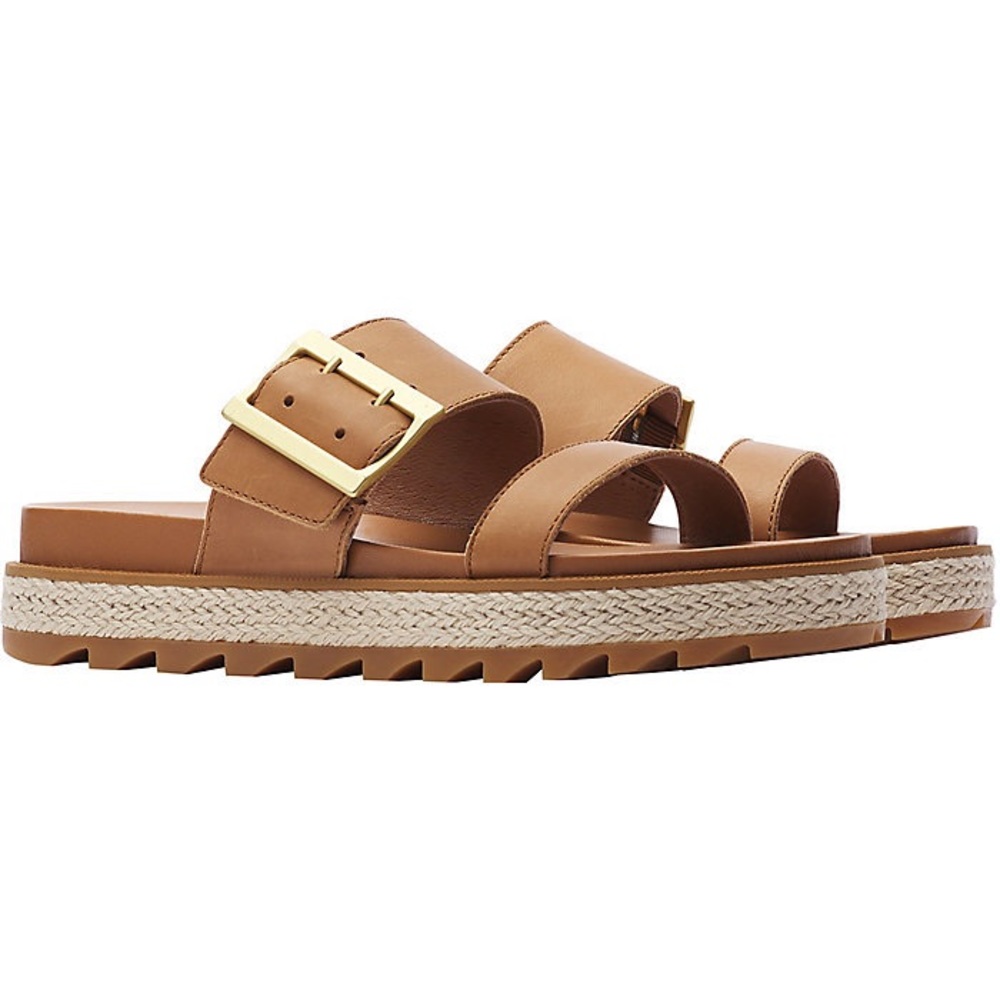 Sorel Tan Sandals with Gold Buckle
